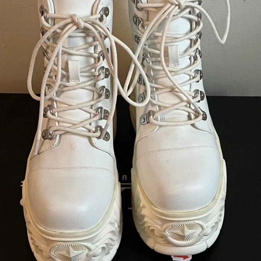 killstar nightflaw white laceup platform boots rave pastel goth 5
